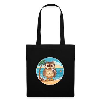Owl Watercolor Cartoon Kawaii Clipart Animal - Tote Bag - black - Front
