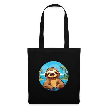 Paresseux aquarelle dessin animé Kawaii Clipart Animal - Sac en tissu - noir - Devant