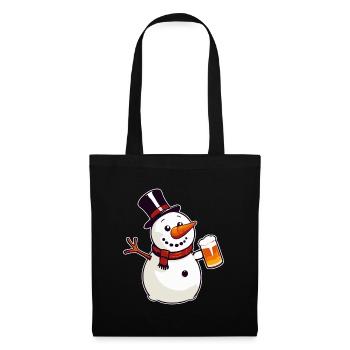 Snowman with beer - Tote Bag - black - Front