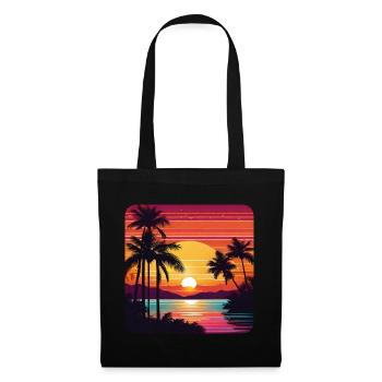 Atmospheric sunset with palm trees - Tote Bag - black - Front