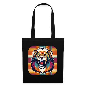 Lion rugissant dans un style rétro - Sac en tissu - noir - Devant