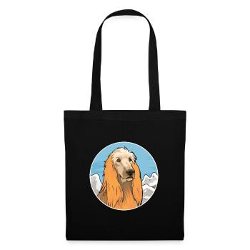 Afghan Hound chien race dessin animé Kawaii aquarelle - Sac en tissu - noir - Devant