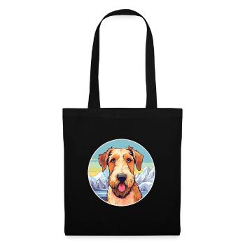 Airedale Terrier chien race dessin animé Kawaii Watercol - Sac en tissu - noir - Devant