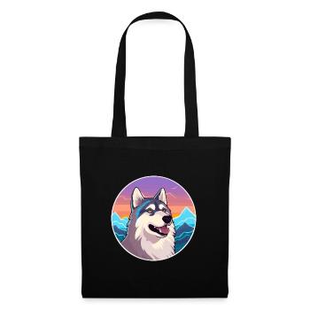 Alaskan Husky Hunderasse Cartoon Kawaii Aquarell - Stoffbeutel - Schwarz - Vorne