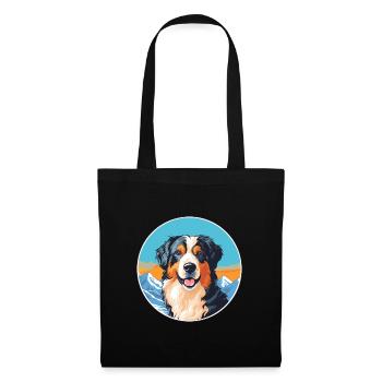 Chien de berger basque race dessin animé kawaii watercolo - Sac en tissu - noir - Devant