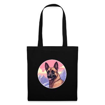Chien Malinois Belge Race Cartoon Kawaii Watercol - Sac en tissu - noir - Devant