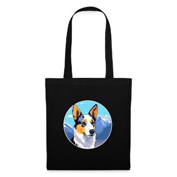 Blue Heeler chien race dessin animé Kawaii aquarelle - Sac en tissu - noir - Devant