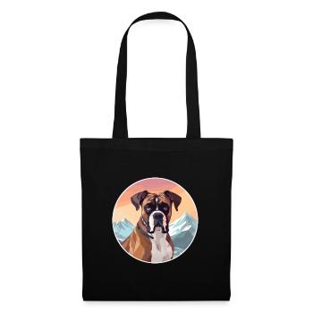 Bull Boxer chien race dessin animé Kawaii aquarelle - Sac en tissu - noir - Devant