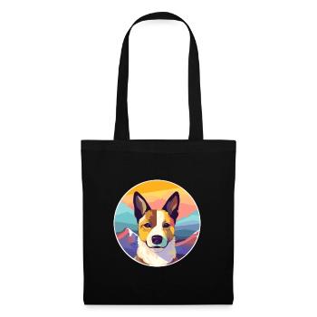 Canaan chien race dessin animé Kawaii aquarelle - Sac en tissu - noir - Devant