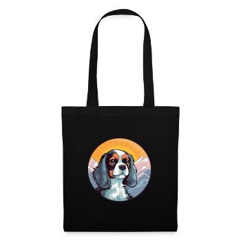 Cavalier Dog Breed Cartoon Kawaii Watercolor - Tote Bag - black - Front