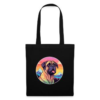Bullmastiff chien race dessin animé Kawaii aquarelle - Sac en tissu - noir - Devant