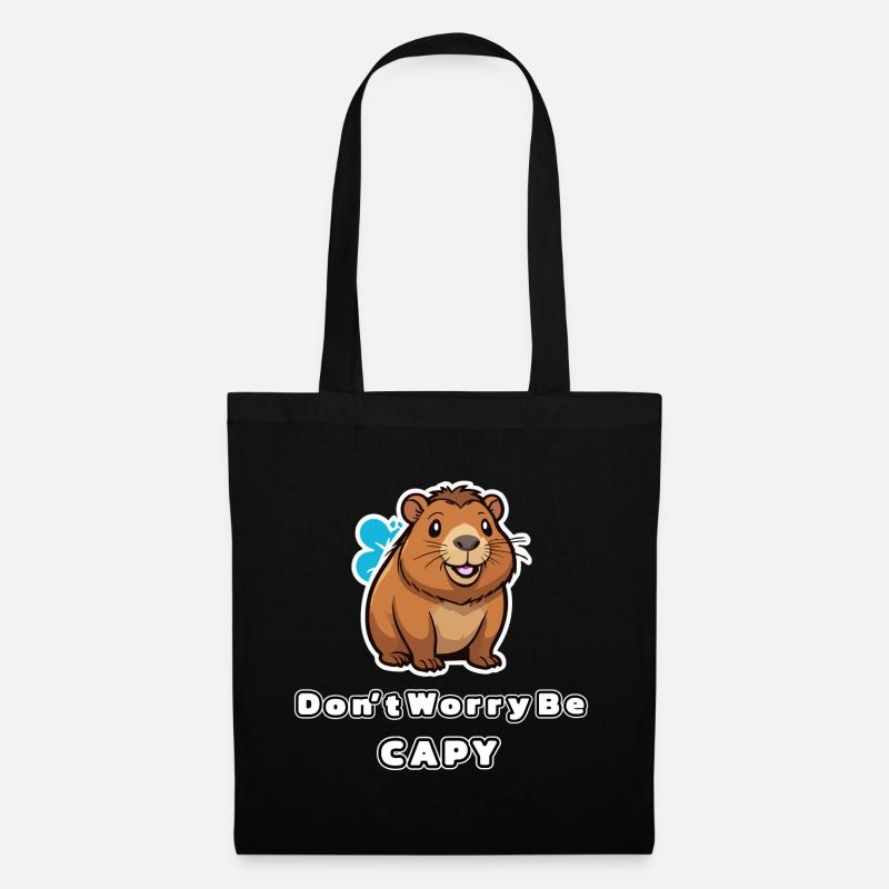 Capybara Don't worry be capy - Stoffbeutel - Schwarz