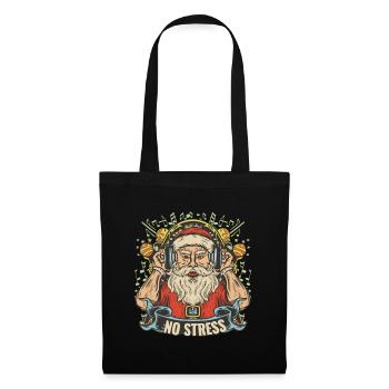 Santa Claus with headphones saying NO STRESS - Tote Bag - black - Front