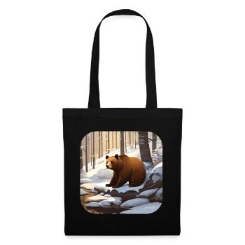 Ours dans la forêt d’hiver - Sac en tissu - noir - Devant
