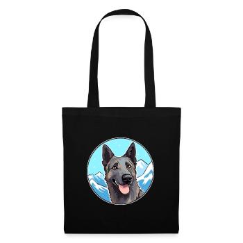 Dutch Shepherd Dog Breed Cartoon Kawaii Watercolor - Tote Bag - black - Front