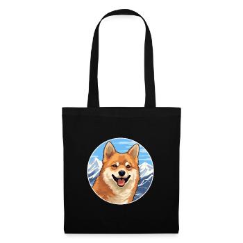 Spitz finlandais chien race dessin animé Kawaii aquarelle - Sac en tissu - noir - Devant