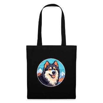 Finnish Lapphund Dog Breed Cartoon Kawaii Watercol - Tote Bag - black - Front