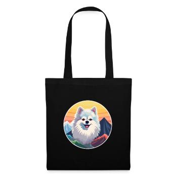 Spitz allemand chien race dessin animé Kawaii aquarelle - Sac en tissu - noir - Devant