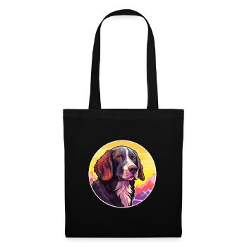 Frisian Pointing Dog Breed Cartoon Kawaii Watercol - Tote Bag - black - Front