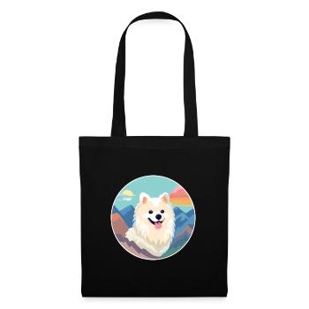 Spitz indien chien race Cartoon Kawaii aquarelle - Sac en tissu - noir - Devant