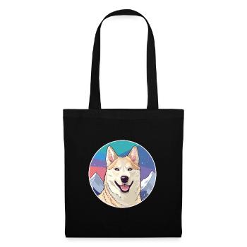 Jindo Hunderasse Karikatur Kawaii Aquarell - Stoffbeutel - Schwarz - Vorne