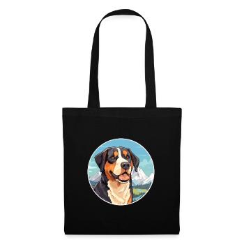 Grande race de bouvier suisse Cartoon Kawaii Wa - Sac en tissu - noir - Devant