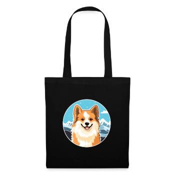 Chien de berger islandais race de chien dessin animé Kawaii Waterc - Sac en tissu - noir - Devant