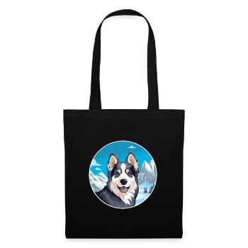 Hygenhund chien race dessin animé Kawaii aquarelle - Sac en tissu - noir - Devant