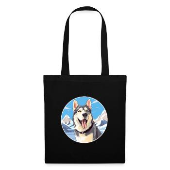 Labrador Husky Hunderasse Cartoon Kawaii Aquarell - Stoffbeutel - Schwarz - Vorne