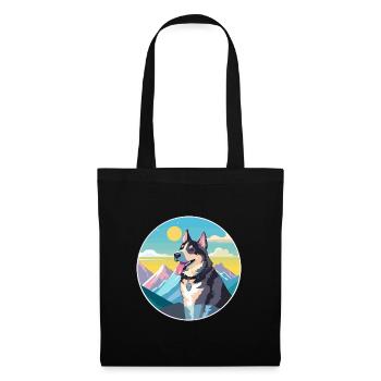 Laufhund Hunderasse Cartoon Kawaii Aquarell - Stoffbeutel - Schwarz - Vorne