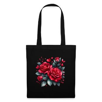 Roses Rouge Amour Cadeau St Valentin Couple - Sac en tissu - noir - Devant