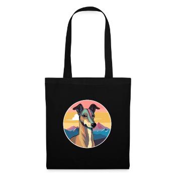 Chien lévrier polonais race Cartoon Kawaii Watercol - Sac en tissu - noir - Devant
