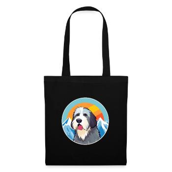 Chien de berger picard race de chien dessin animé Kawaii Watercol - Sac en tissu - noir - Devant