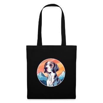 Pointer chien race dessin animé Kawaii aquarelle - Sac en tissu - noir - Devant