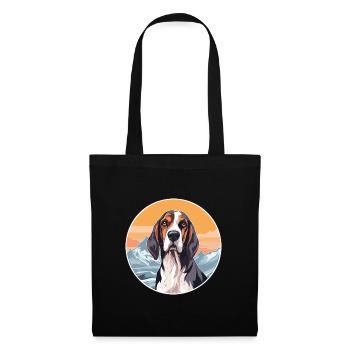 Chien courant russe race Cartoon Kawaii aquarelle - Sac en tissu - noir - Devant