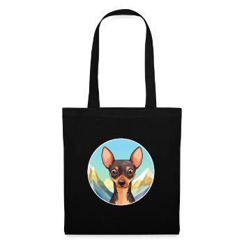 Russe Toy Terrier Chien Race Cartoon Kawaii Eau - Sac en tissu - noir - Devant