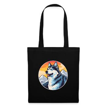 Seppala Sibérien Traîneau Chien Race Dessin animé Kawaii - Sac en tissu - noir - Devant