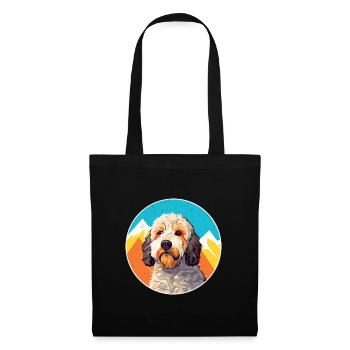 Spanischer Wasserhund Rasse Cartoon Kawaii Aquarell - Stoffbeutel - Schwarz - Vorne