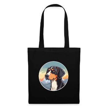 Serbe tricolore chien chien race dessin animé Kawaii - Sac en tissu - noir - Devant