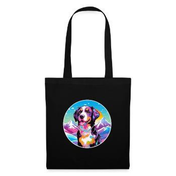 Ariegeois race de chien dessin animé kawaii aquarelle - Sac en tissu - noir - Devant