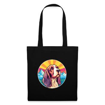 Artois Hound Dog Breed Cartoon Kawaii Watercolor - Tote Bag - black - Front
