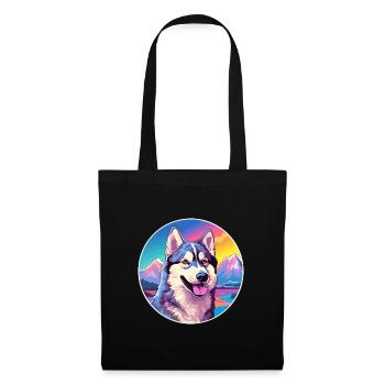 Alaskan Husky Hunderasse Cartoon Kawaii Aquarell - Stoffbeutel - Schwarz - Vorne