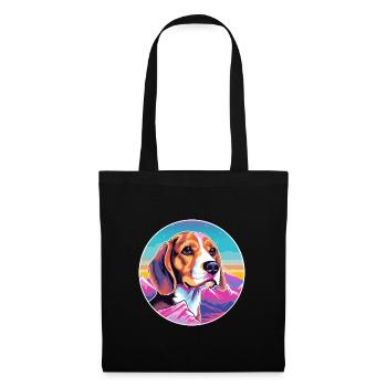 Beagle Kleiner Dufthund Hund Rasse Cartoon Kawaii - Stoffbeutel - Schwarz - Vorne