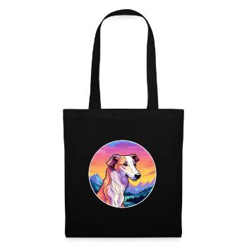 Barzoï chien race Cartoon Kawaii aquarelle - Sac en tissu - noir - Devant