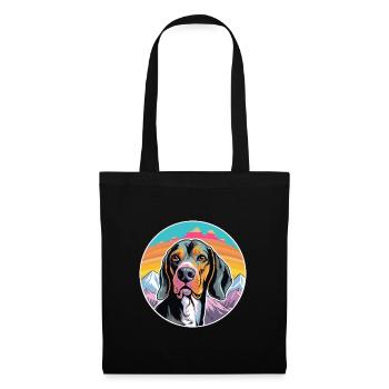 Noir et feu Virginie Foxhound chien race dessin animé - Sac en tissu - noir - Devant