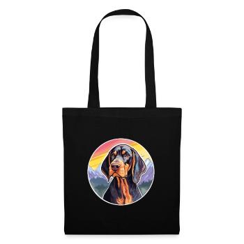 Noir et Tan Coonhound chien race Cartoon Kawaii W - Sac en tissu - noir - Devant