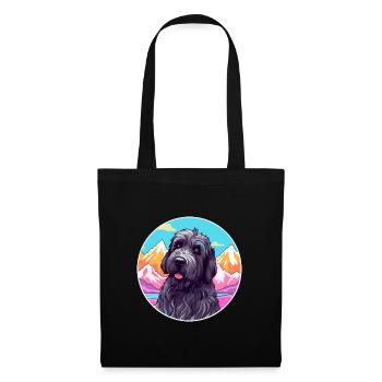 Terrier Russe Noir Race De Chien Cartoon Kawaii Wat - Sac en tissu - noir - Devant
