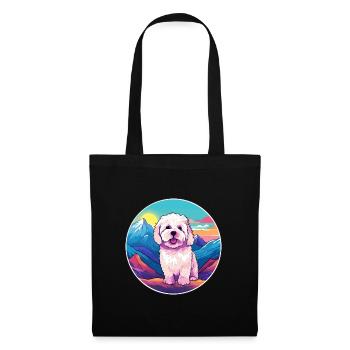 Bolognese Dog Breed Cartoon Kawaii Watercolor - Tote Bag - black - Front