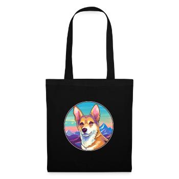 Carolina race de chien dessin animé Kawaii aquarelle - Sac en tissu - noir - Devant