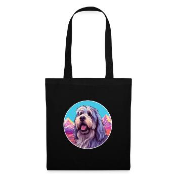 Bergamasco Schäferhund Rasse Cartoon Kawaii Wasser - Stoffbeutel - Schwarz - Vorne